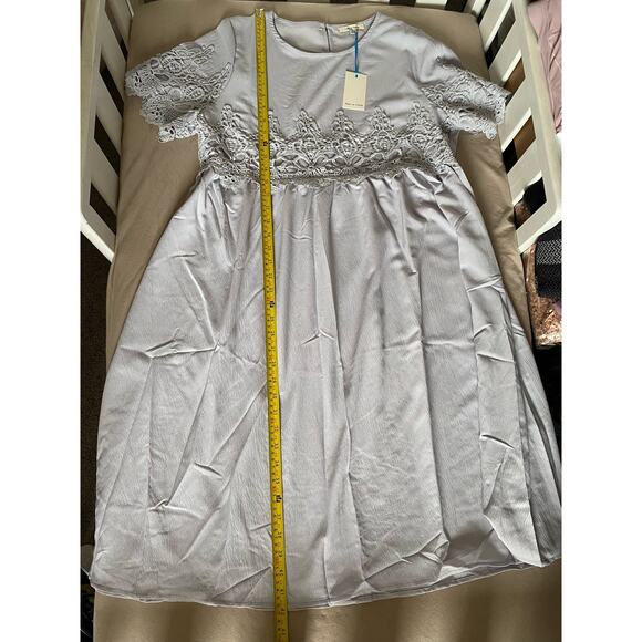 NWT Tea n Rose Light Gray Midi Lace Dress- size large - Picture 5 of 11